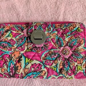 Vera Bradley Pink Turquoise Floral Quilted Wallet
